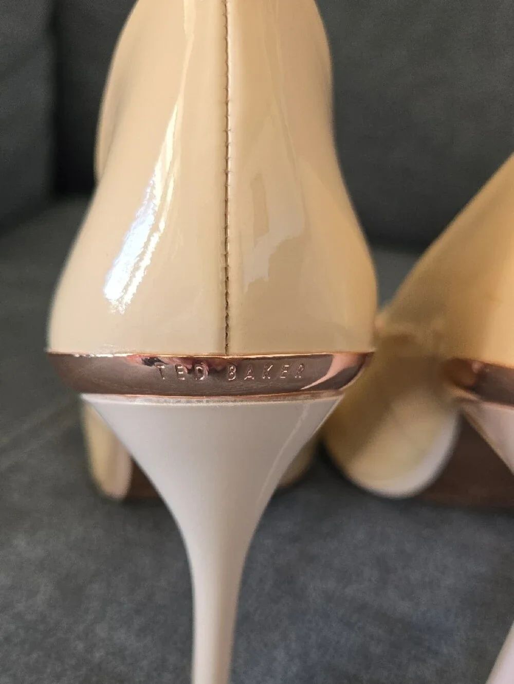 Ted Baker Kawaa Pale Beige Patent Pointed-Toe Stiletto Heels